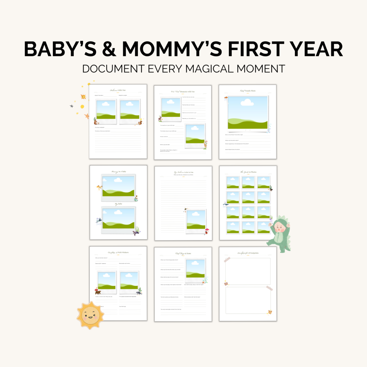 Baby’s & Mommy’s First Year Memory Book: Capture Milestones, Photos & Magical Moments