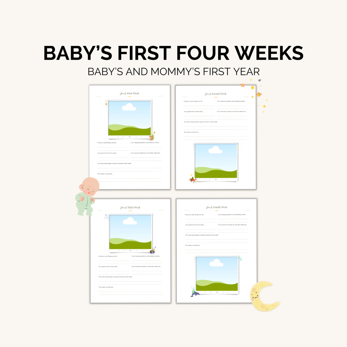 Baby’s & Mommy’s First Year Memory Book: Capture Milestones, Photos & Magical Moments