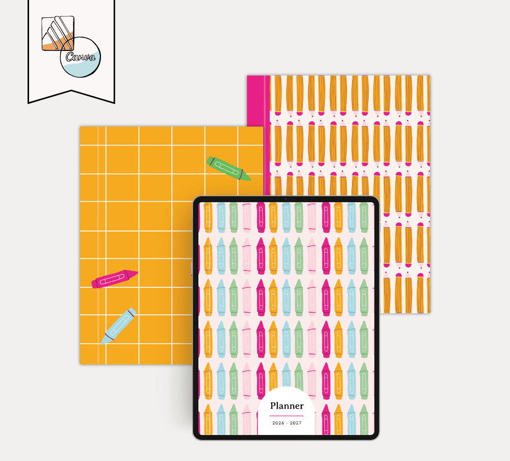 Crayon & Paintbrush Planner Covers 2026: Bright & Playful Designs to Personalise Your Digital Planner