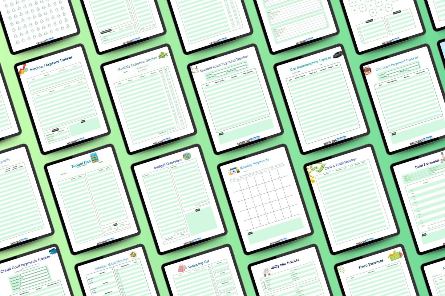 All - in - One financial Planner: Your Path to Financial Freedom FinancialInkstagram studioAll - in - One financial Planner: Your Path to Financial FreedomAll - in - One financial Planner with various budget and expense tracking sheets on tablets.Financial