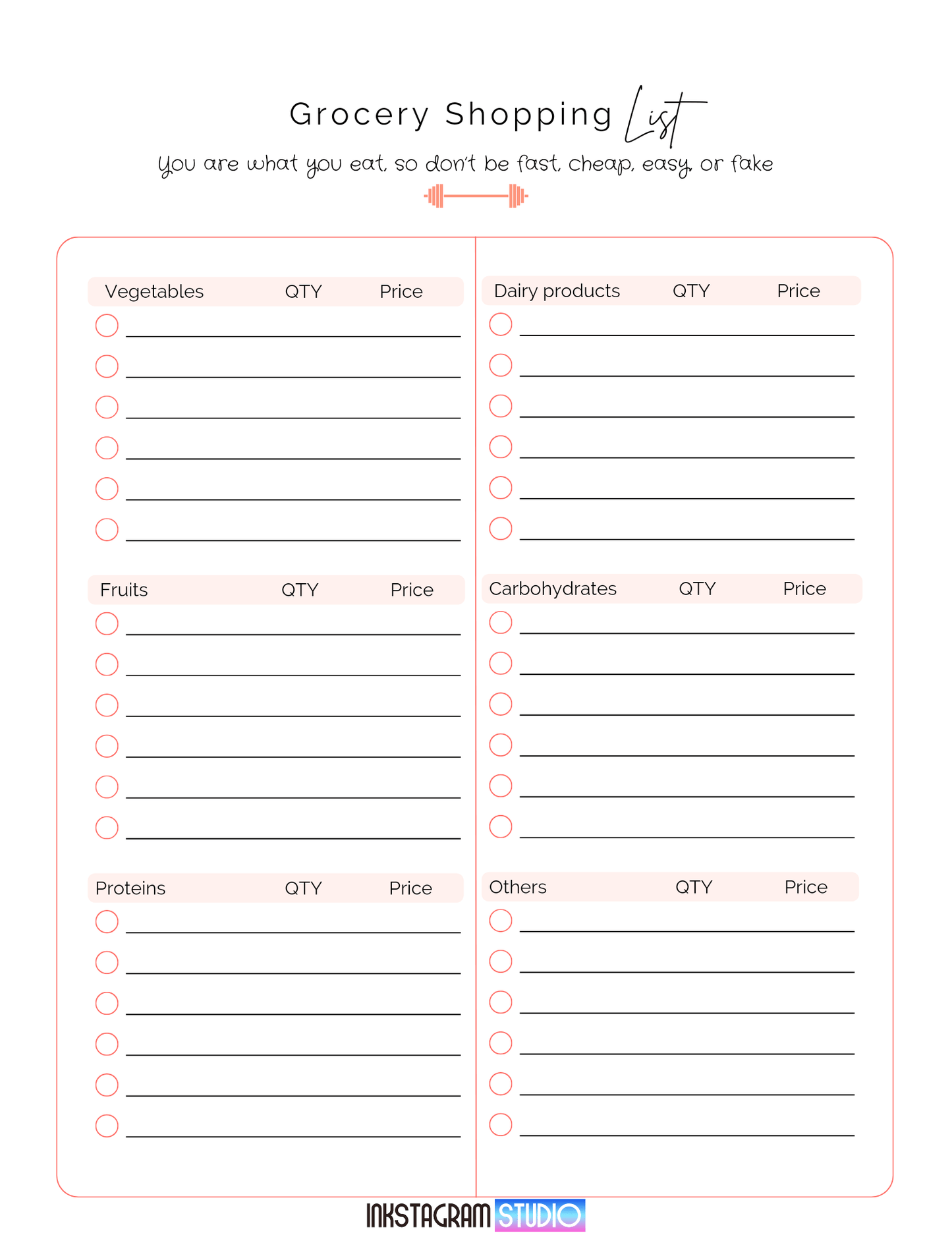 All - in - One Fitness Planner: Achieve Your Health Goals with Complete Workout and Wellness Tracking Fitness programsInkstagram studioAll - in - One Fitness Planner: Achieve Your Health Goals with Complete Workout and Wellness TrackingAll - in - One Fitness Planner with detailed grocery shopping list for organized wellness tracking.Fitness programs
