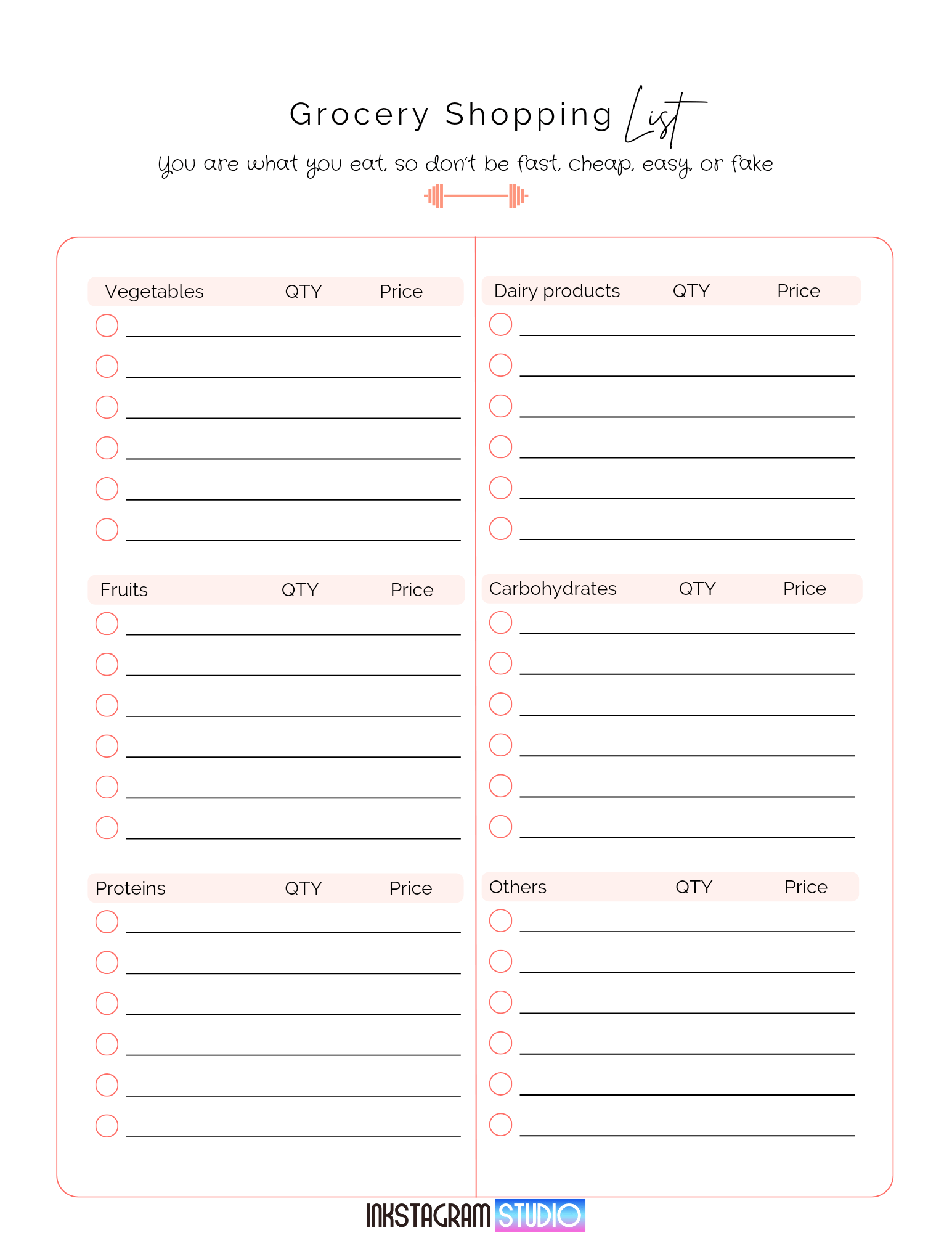All - in - One Fitness Planner: Achieve Your Health Goals with Complete Workout and Wellness Tracking Fitness programsInkstagram studioAll - in - One Fitness Planner: Achieve Your Health Goals with Complete Workout and Wellness TrackingAll - in - One Fitness Planner with detailed grocery shopping list for organized wellness tracking.Fitness programs