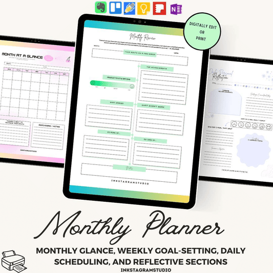 FREE Monthly Planner: Plan Your Month, Your Way PlannersInkstagram studioFREE Monthly Planner: Plan Your Month, Your WayDigital Monthly Planner with goal - setting, daily scheduling, and reflective sections for organized living.Planners
