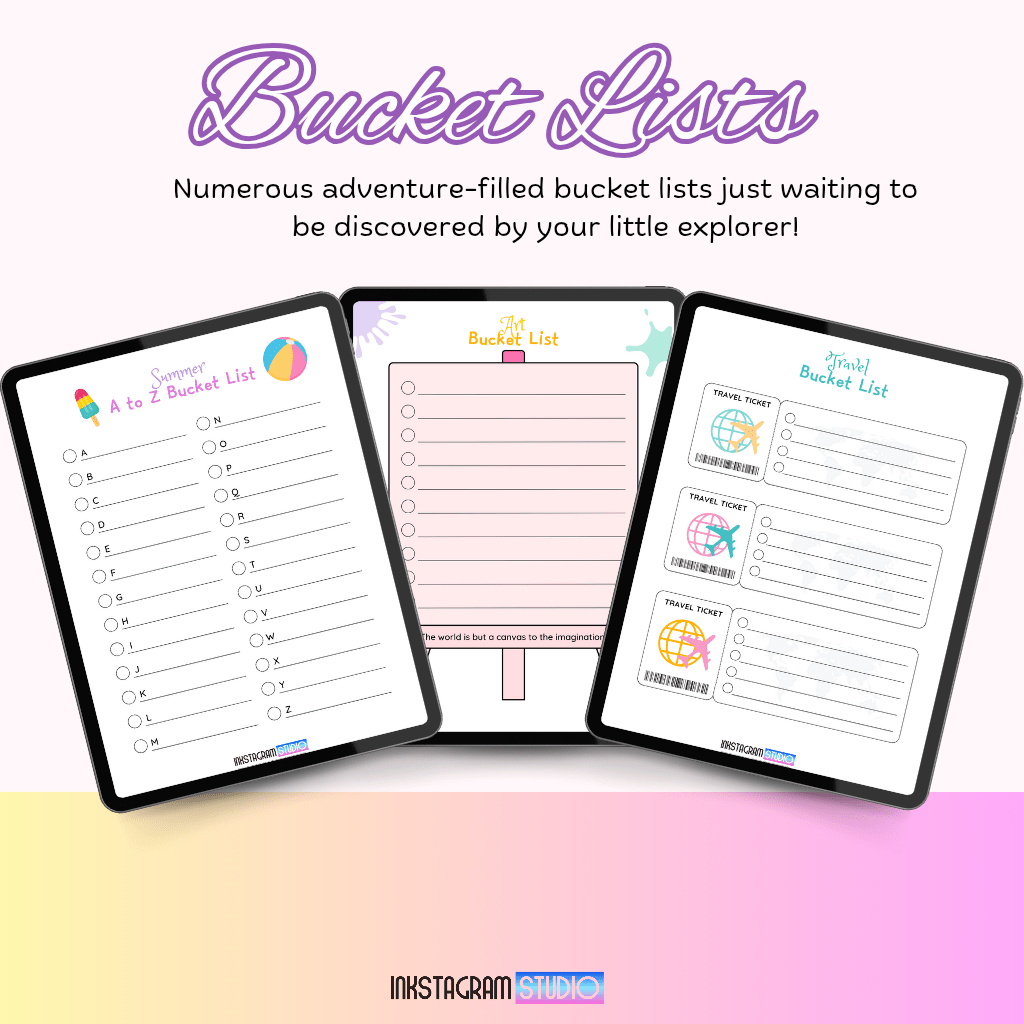 Kids Digital Planner | Boys & Girls Versions | Fun, Organized & Engaging Kids plannerInkstagram studioKids Digital Planner | Boys & Girls Versions | Fun, Organized & EngagingKids digital planner pages with colorful bucket list themes for summer, fall, and travel.Kids planner