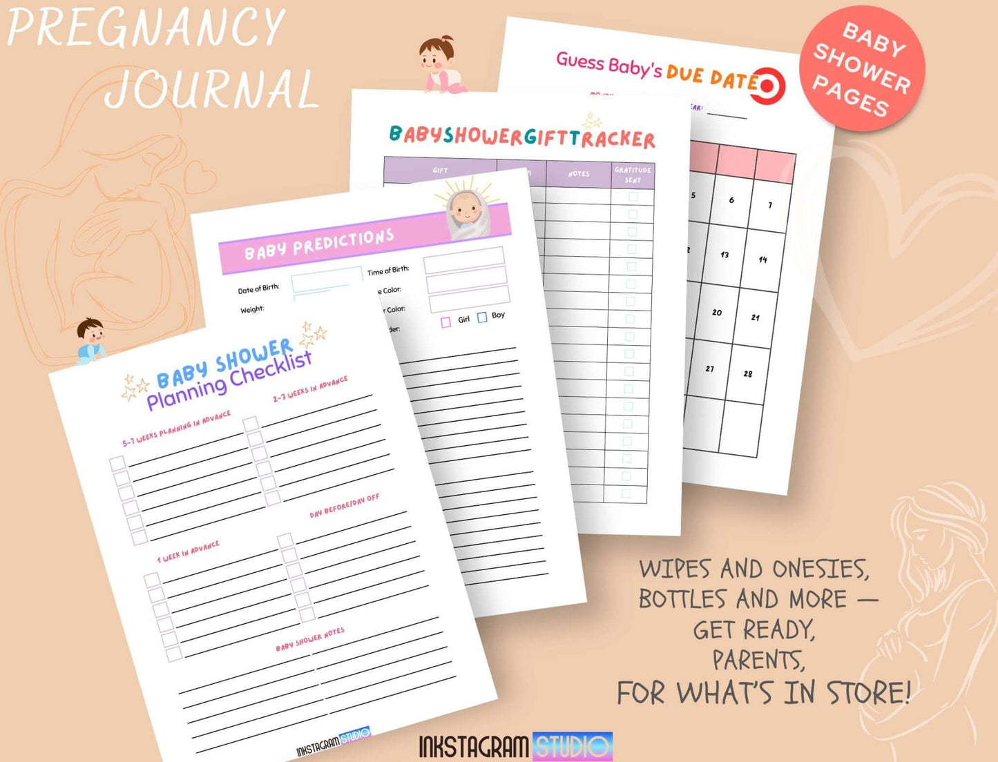 Pregnancy Journal: Your Comprehensive Guide to Motherhood Pregnancy JournalInkstagram studioPregnancy Journal: Your Comprehensive Guide to MotherhoodPregnancy journal with baby shower planning pages and gift tracker.Pregnancy Journal