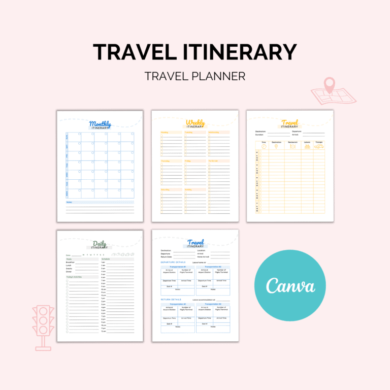Travel Planner Printable | Itinerary, Packing & Budget