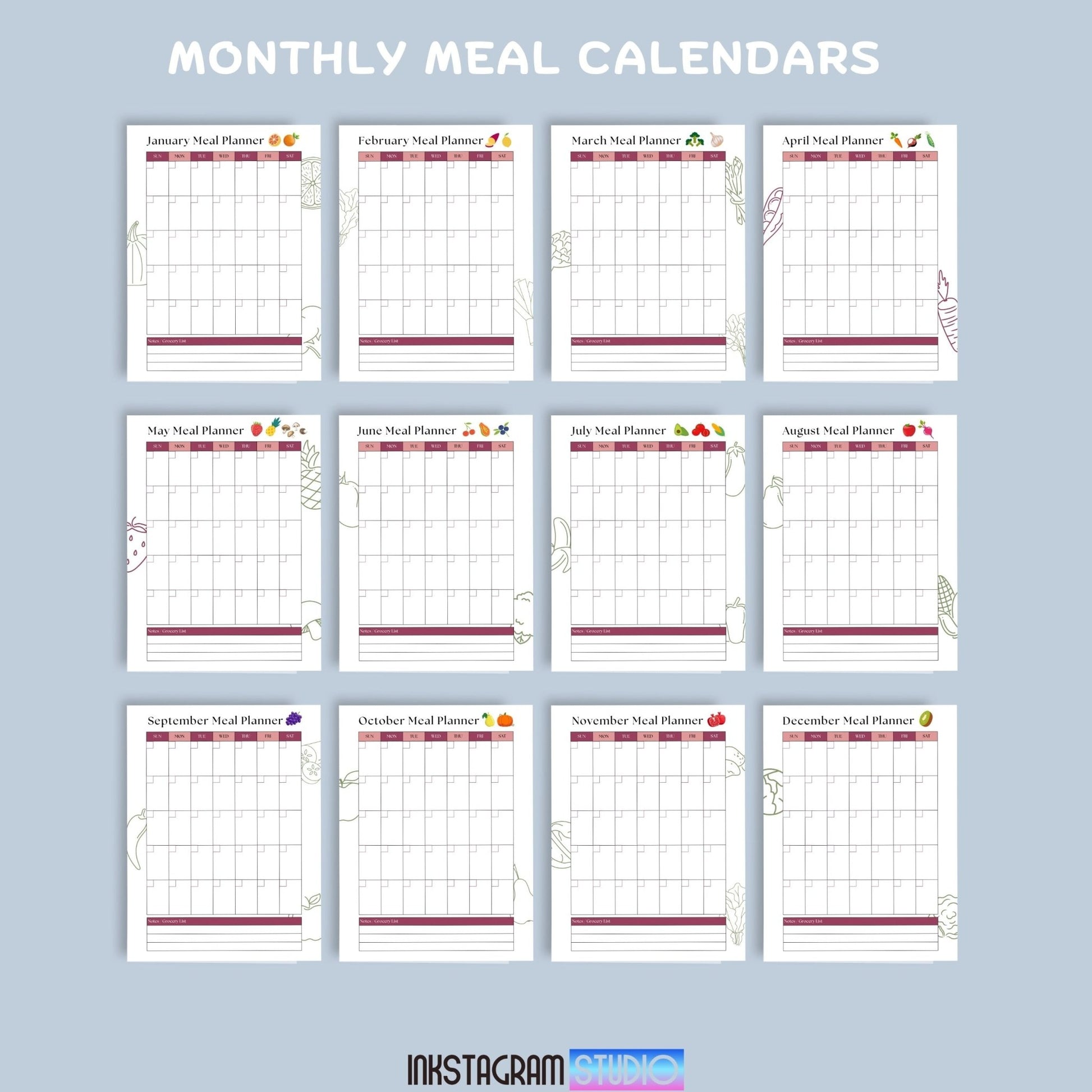 Ultimate Meal Planner: Your All - in - One Guide to Easy Meal Prep & Organization ™ Meal PlannerInkstagram studioUltimate Meal Planner: Your All - in - One Guide to Easy Meal Prep & Organization ™Ultimate Meal Planner monthly calendars for easy meal prep and organization.Meal Planner