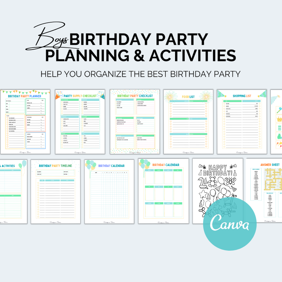 Boys Birthday Party Planner & Activities Pack