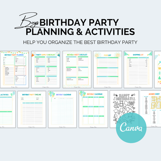 Boys Birthday Party Planner & Activities Pack