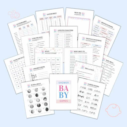 Baby Shower Games Printable Pack | 50 Editable Page