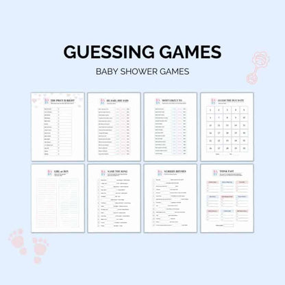 Baby Shower Games Printable Pack | 50 Editable Page