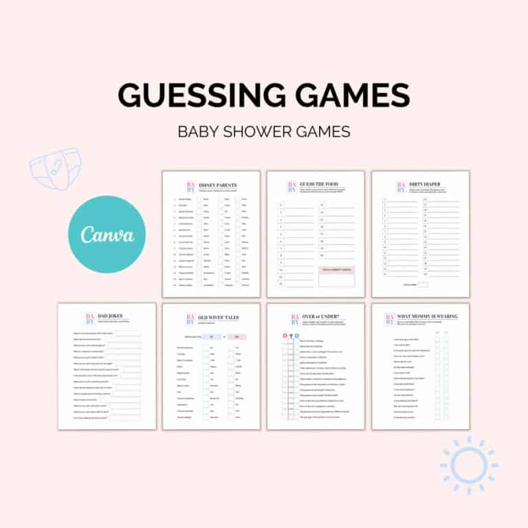 Baby Shower Games Printable Pack | 50 Editable Page