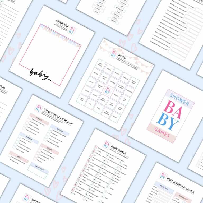 Baby Shower Games Printable Pack | 50 Editable Page