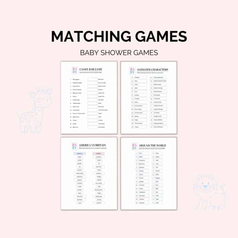 Baby Shower Games Printable Pack | 50 Editable Page