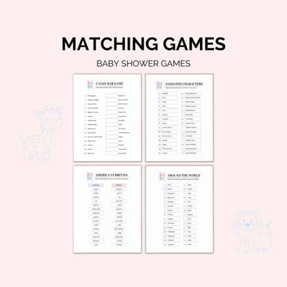 Baby Shower Games Printable Pack | 50 Editable Page