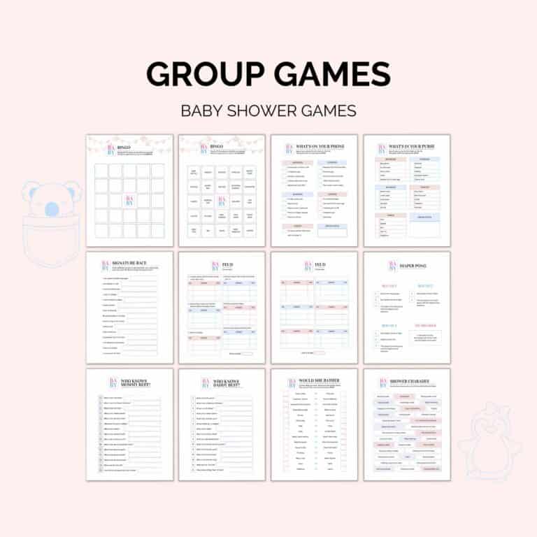 Baby Shower Games Printable Pack | 50 Editable Page