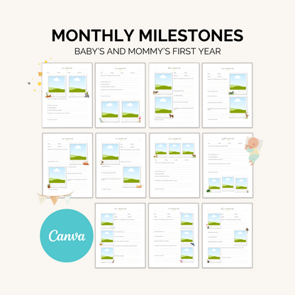 Baby’s & Mommy’s First Year Memory Book: Capture Milestones, Photos & Magical Moments