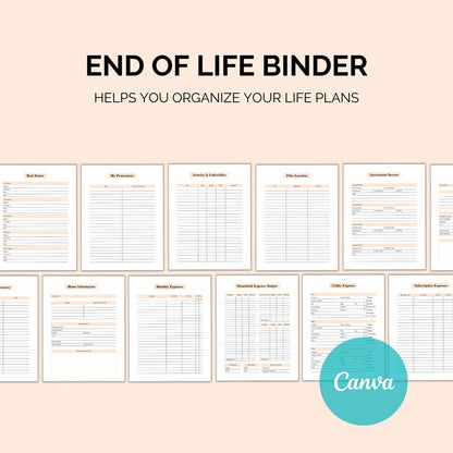 End-of-Life Binder Printable | Final Wishes & Documents