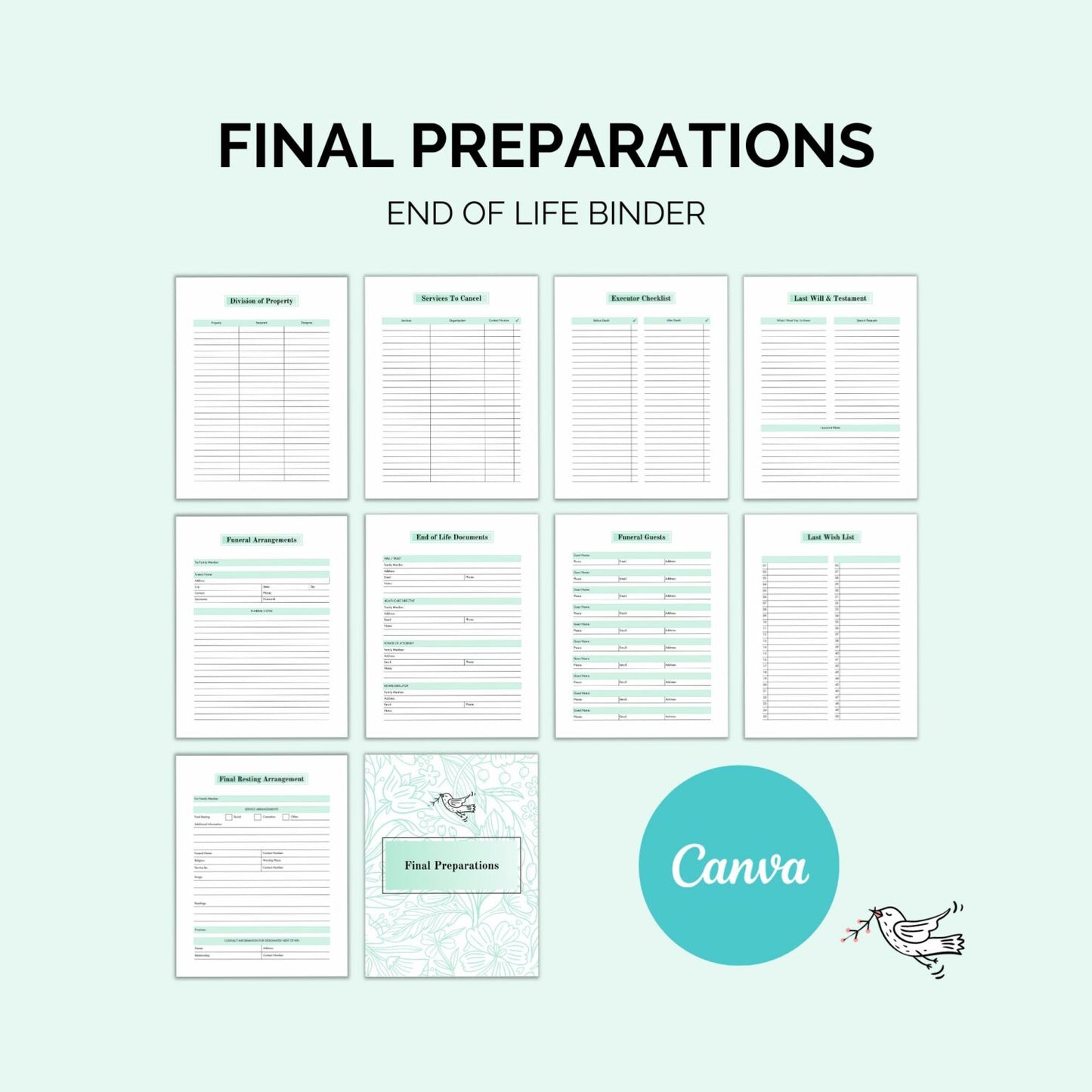 End-of-Life Binder Printable | Final Wishes & Documents