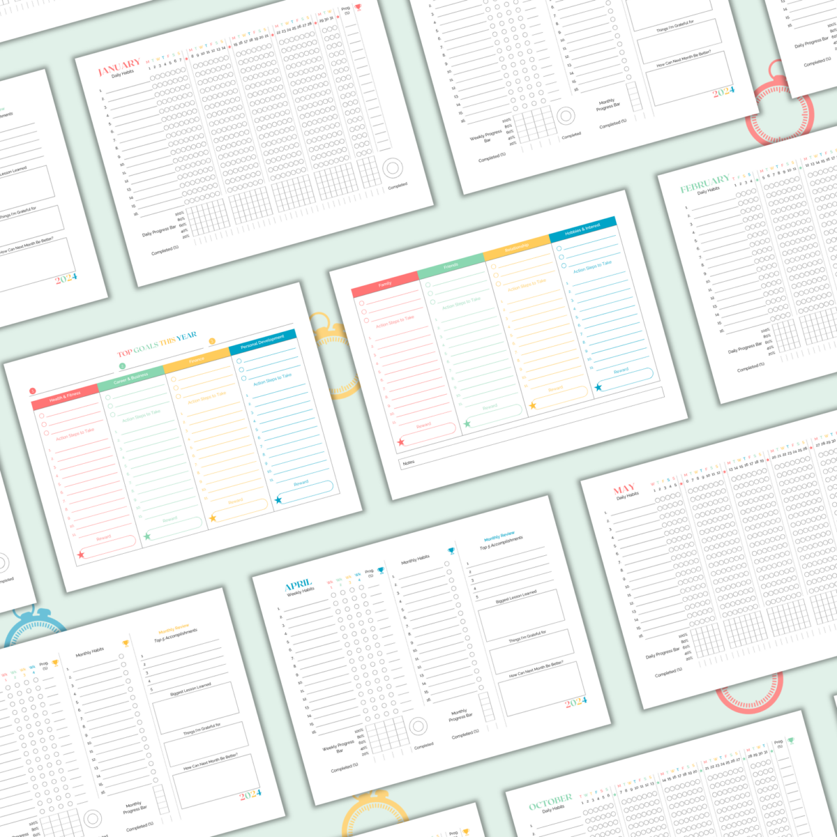 Habit Tracker Printable Bundle | Monthly + Weekly Trackers