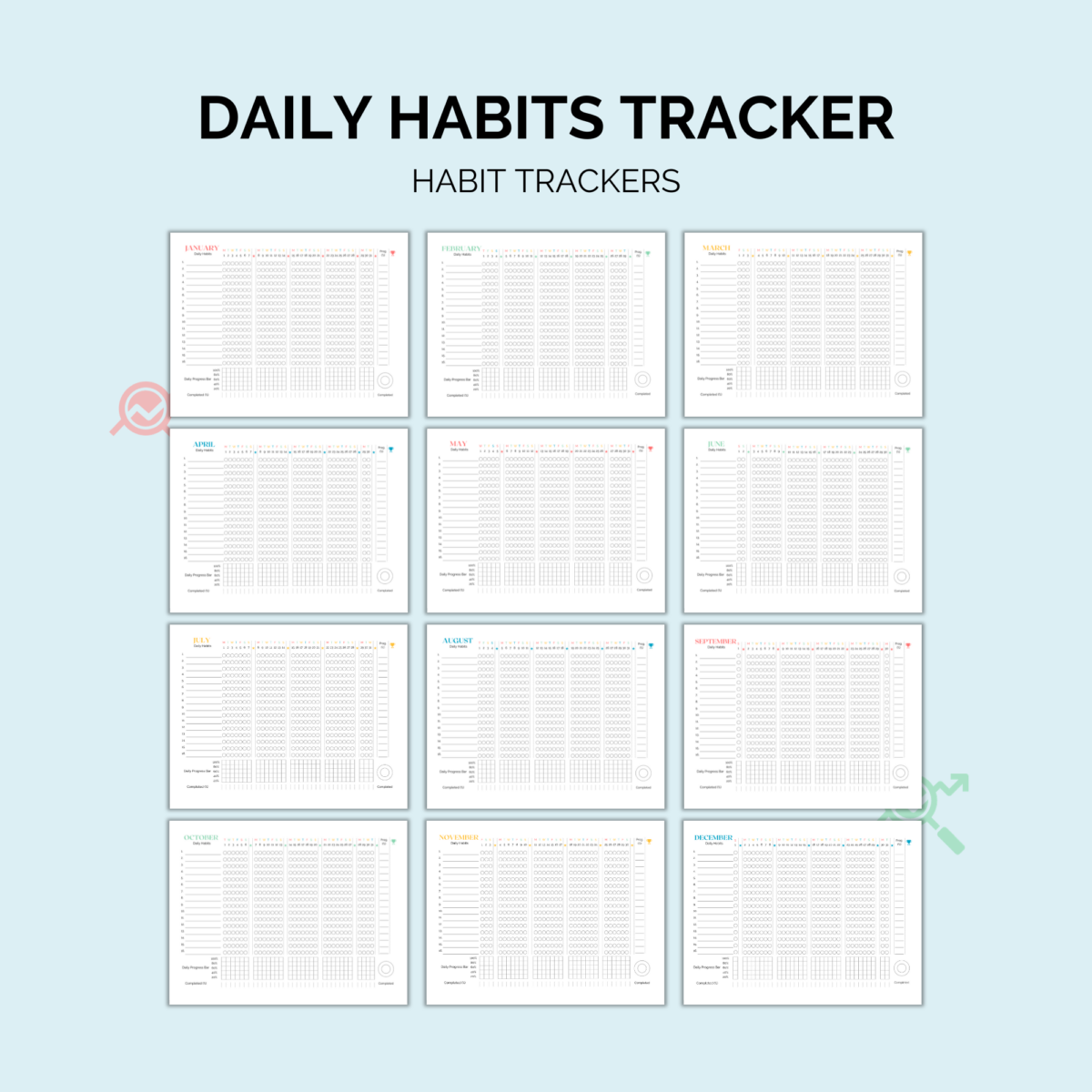 Habit Tracker Printable Bundle | Monthly + Weekly Trackers