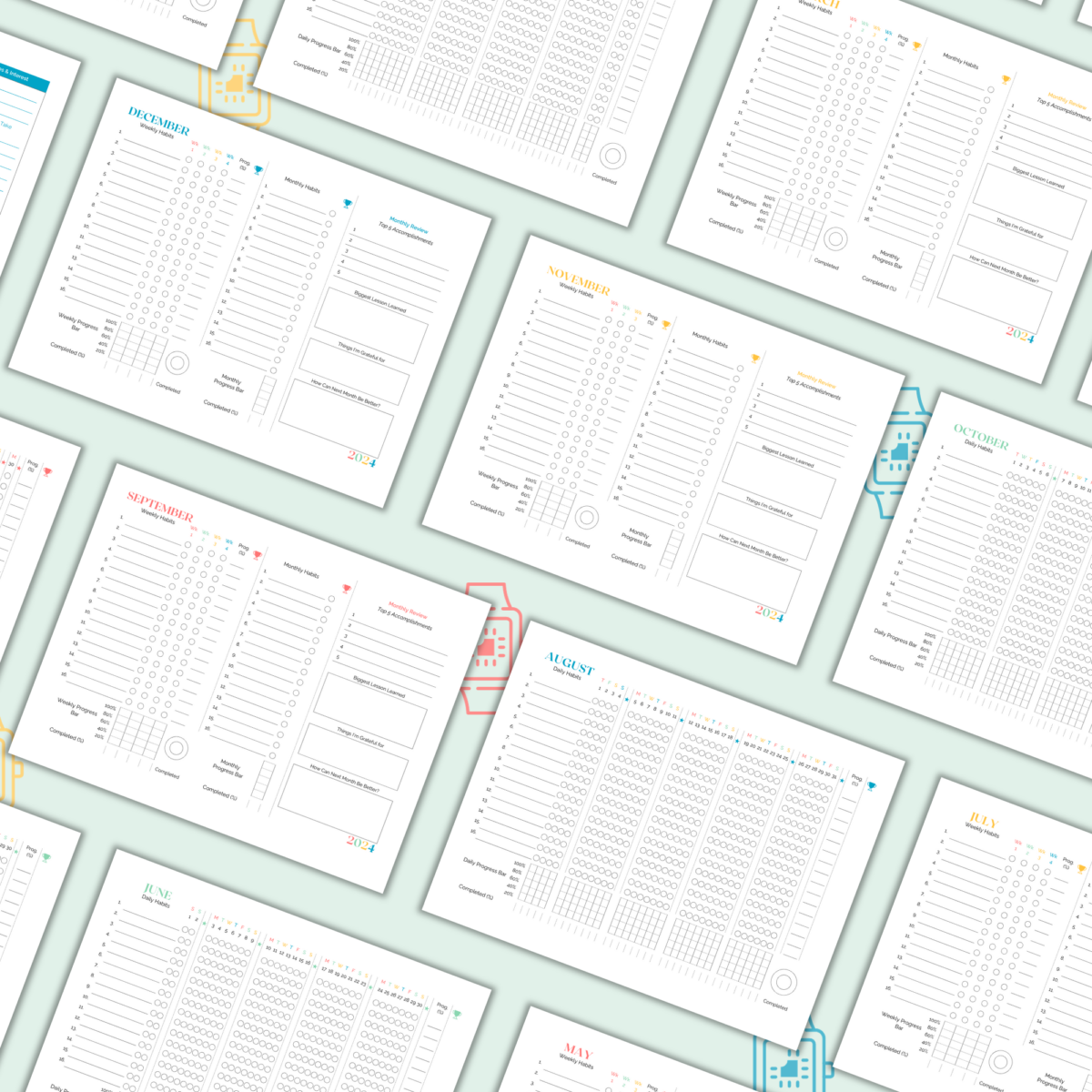 Habit Tracker Printable Bundle | Monthly + Weekly Trackers