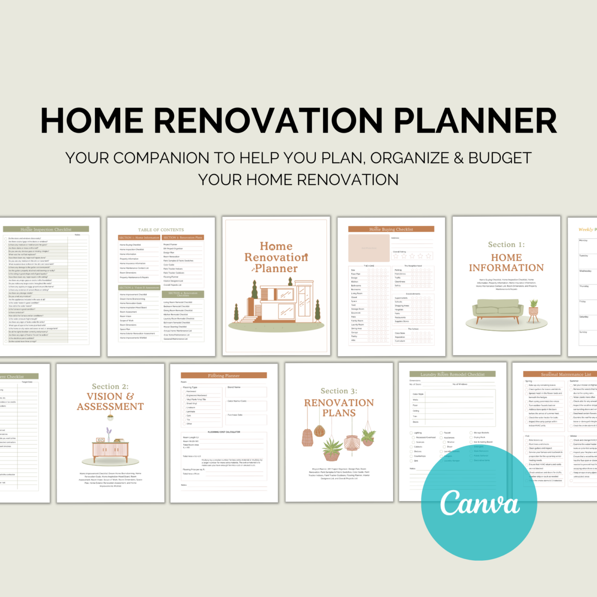 Home Renovation Planner Printable | Remodel & Budget Binder