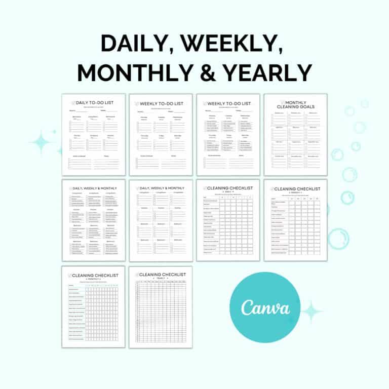 Home Cleaning Planner Printable | Cleaning Schedule & Checklists