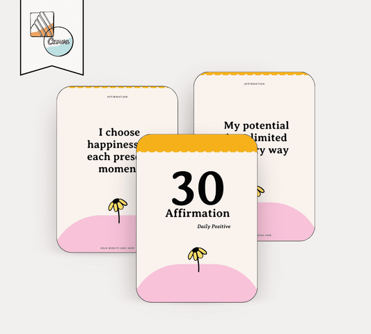Three affirmation cards with motivational phrases on a white background