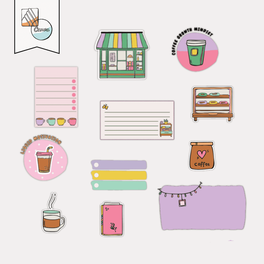 Coffee Shop Digital Sticker Set: Cute Café-Inspired Stickers for Planners & Journals