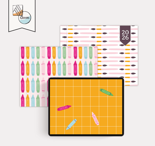 Crayon & Paintbrush Planner Covers 2026: Bright & Playful Designs to Personalise Your Digital Planner