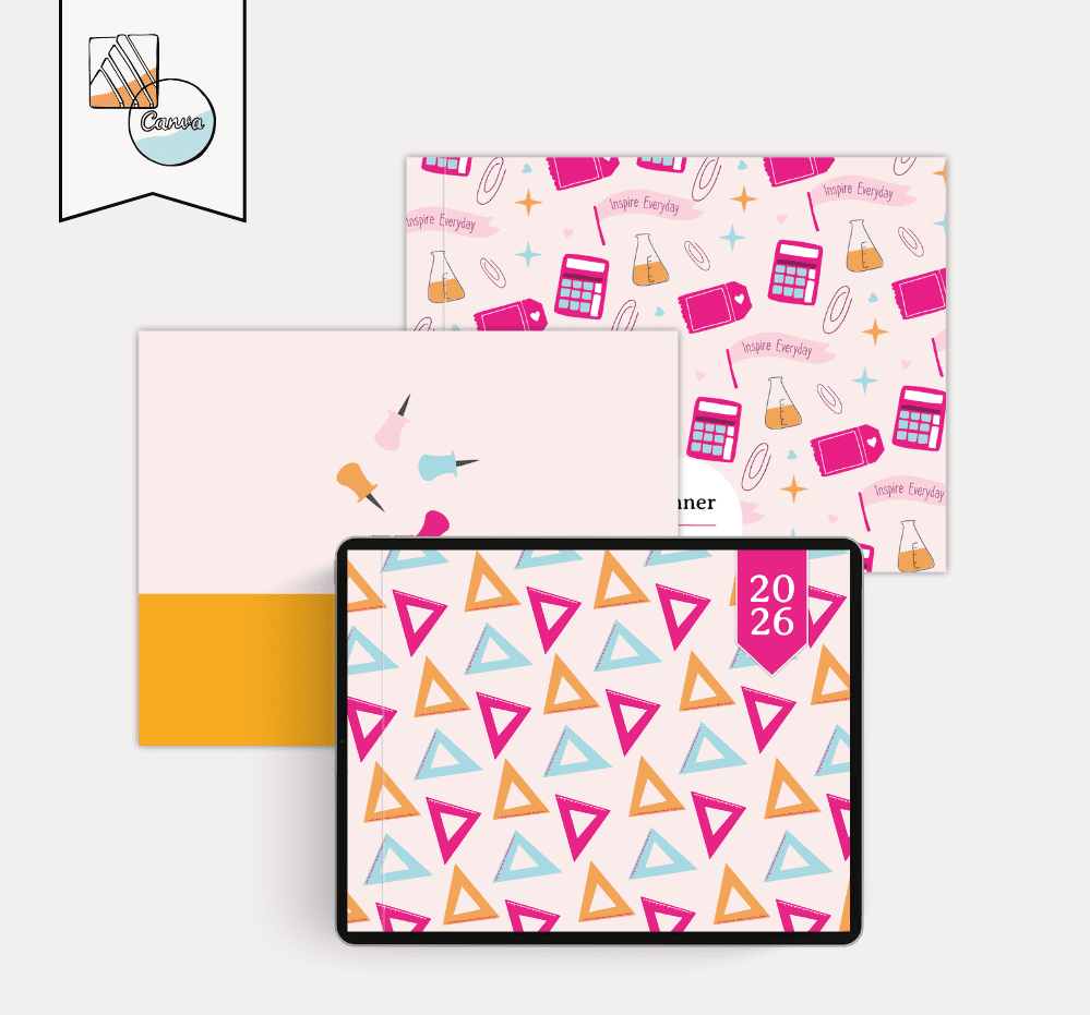 Geometric & School Supplies Planner Covers 2026: Fun & Colourful Designs for Students & Teachers