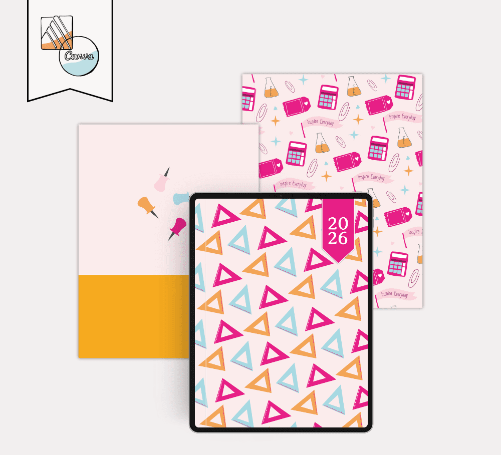 Geometric & School Supplies Planner Covers 2026: Fun & Colourful Designs for Students & Teachers