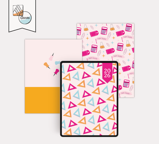 Geometric & School Supplies Planner Covers 2026: Fun & Colourful Designs for Students & Teachers