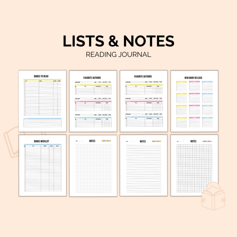 Reading Journal Printable | Book Log & Review Planner