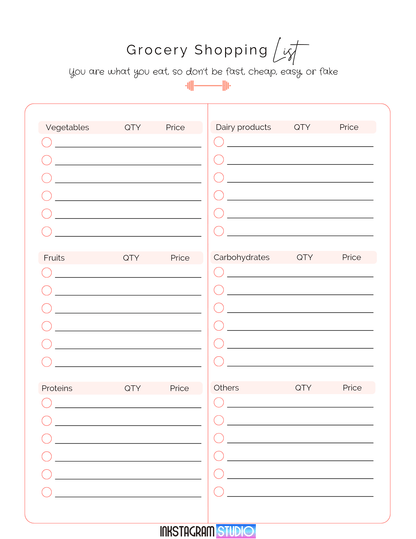 All - in - One Fitness Planner: Achieve Your Health Goals with Complete Workout and Wellness Tracking Fitness programsInkstagram studioAll - in - One Fitness Planner: Achieve Your Health Goals with Complete Workout and Wellness TrackingAll - in - One Fitness Planner with detailed grocery shopping list for organized wellness tracking.Fitness programs