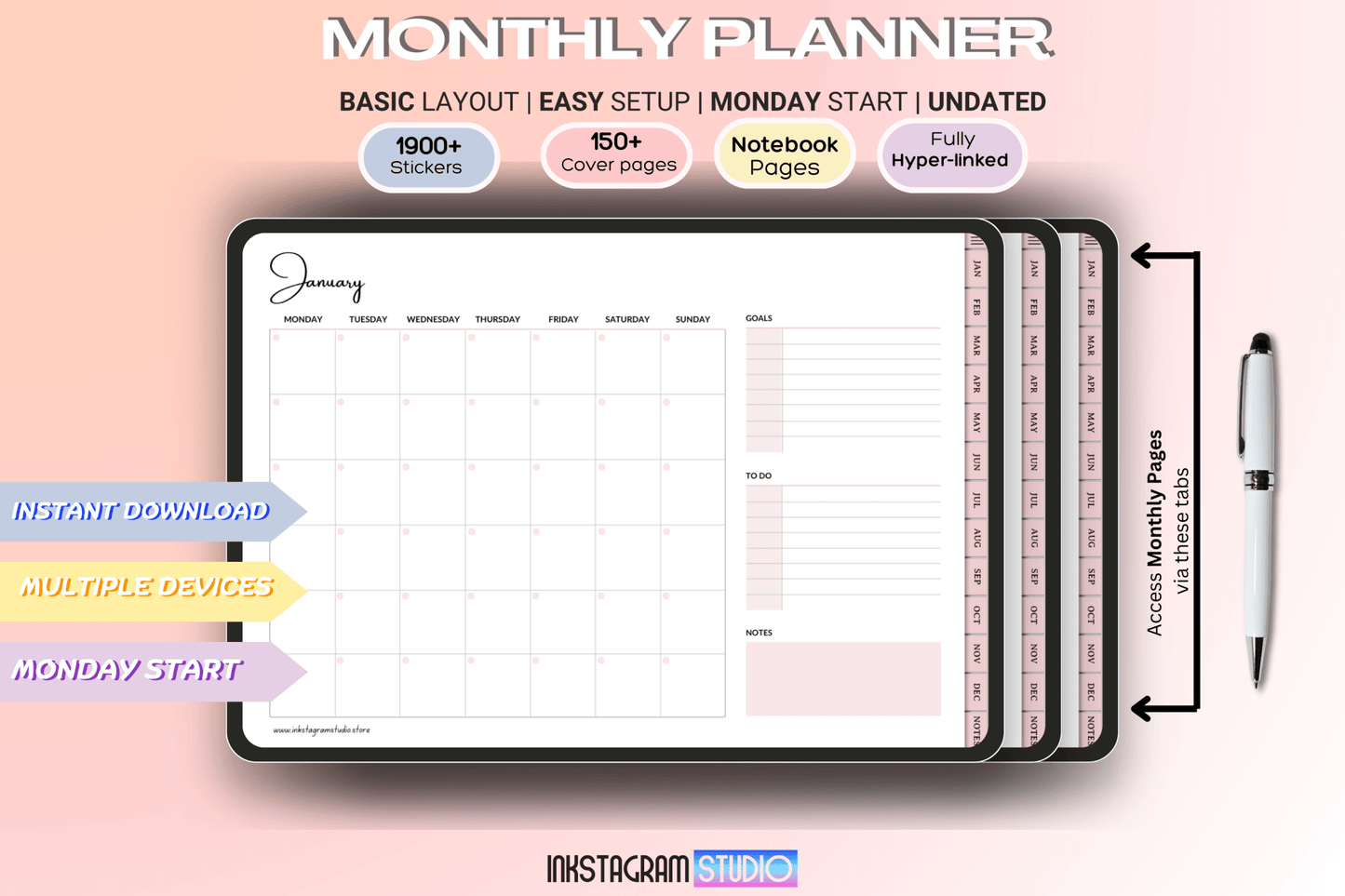 Basic Monthly Planner: Simplify Your Month with Goals, To - Do Lists & 1900+ Stickers all in one PlannerInkstagram studioBasic Monthly Planner: Simplify Your Month with Goals, To - Do Lists & 1900+ StickersBasic Monthly Planner with goals, to - do lists, over 1900 stickers; easy structure for career tracking.all in one Planner