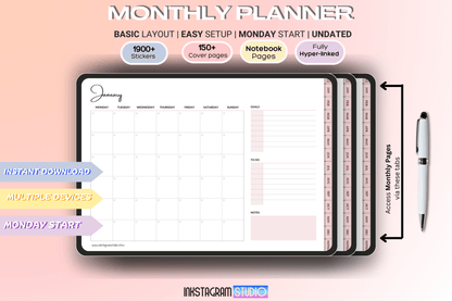 Basic Monthly Planner: Simplify Your Month with Goals, To - Do Lists & 1900+ Stickers all in one PlannerInkstagram studioBasic Monthly Planner: Simplify Your Month with Goals, To - Do Lists & 1900+ StickersBasic Monthly Planner with goals, to - do lists, over 1900 stickers; easy structure for career tracking.all in one Planner