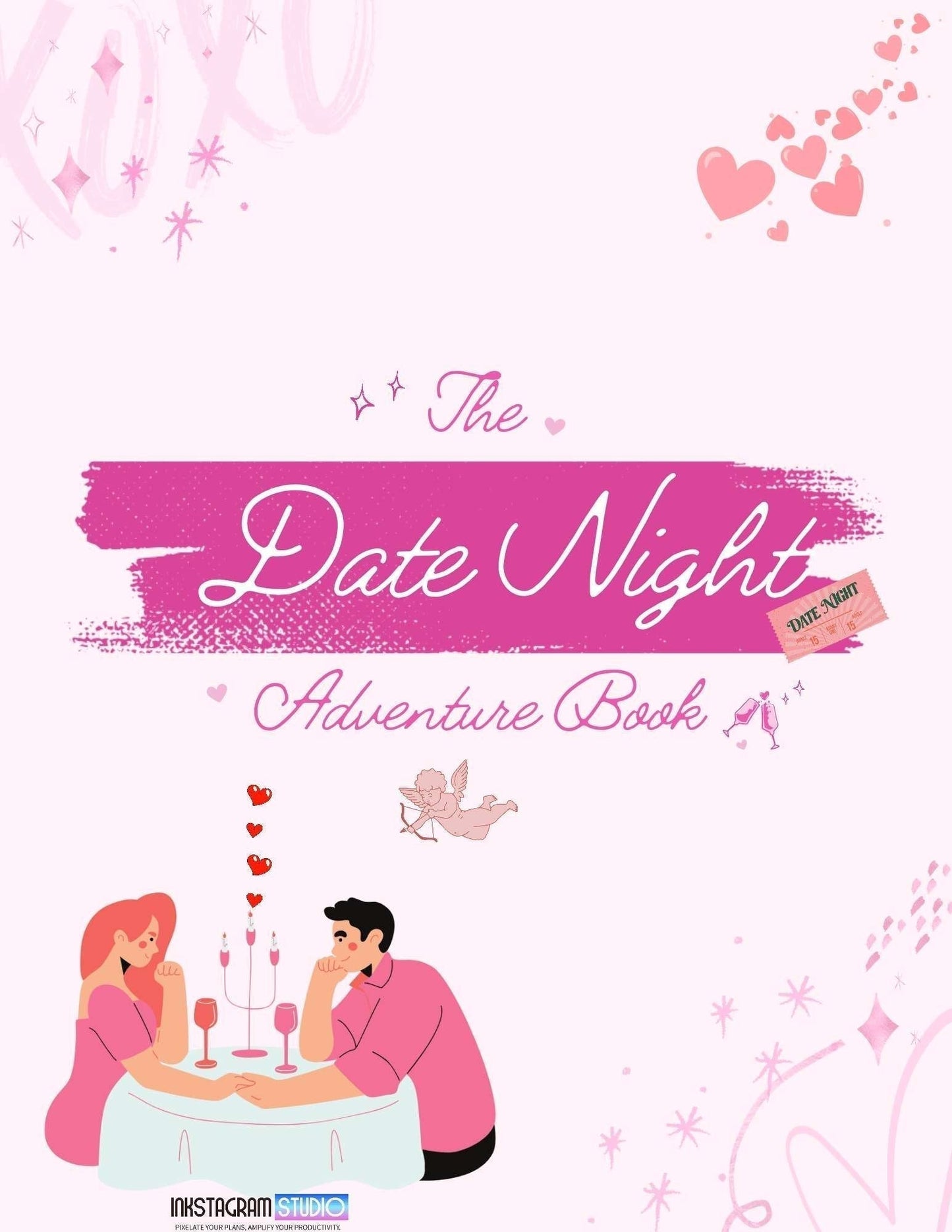 Date Night Adventures Booklet: Fun Ideas for Memorable Moments Adventures BookletInkstagram studioDate Night Adventures Booklet: Fun Ideas for Memorable MomentsDate Night Adventures Booklet cover with couple illustration and hearts.Adventures Booklet