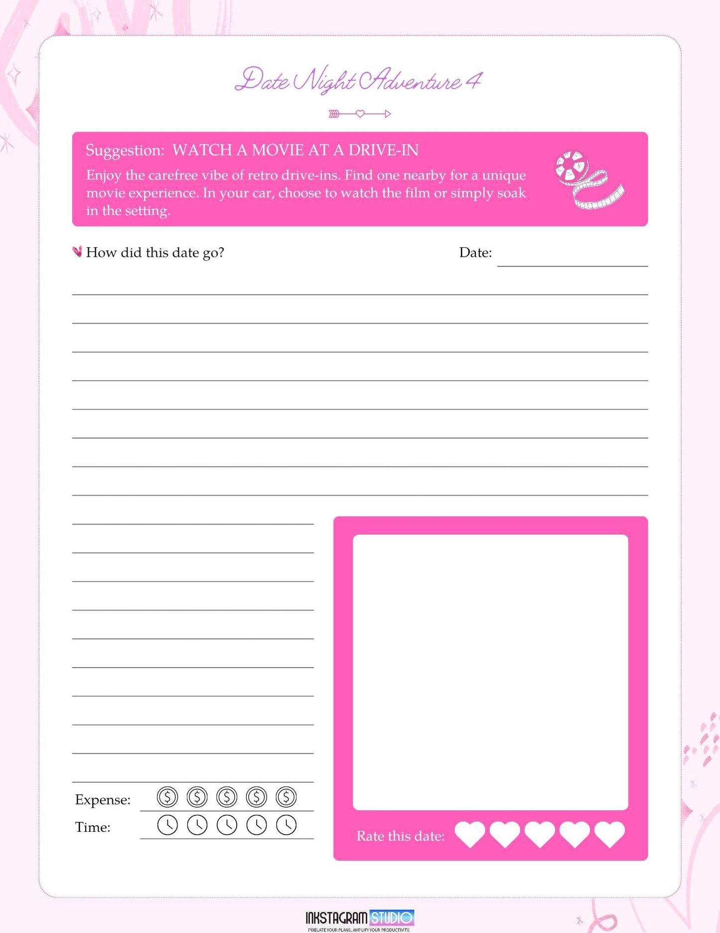 Date Night Adventures Booklet: Fun Ideas for Memorable Moments Adventures BookletInkstagram studioDate Night Adventures Booklet: Fun Ideas for Memorable MomentsDate Night Adventures Booklet page with fun and memorable date ideas.Adventures Booklet