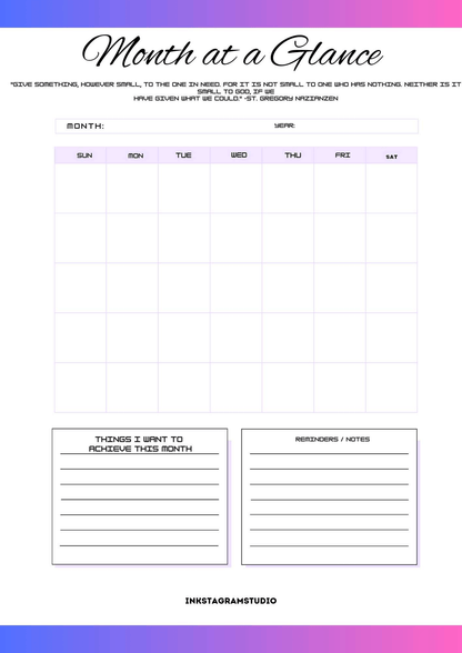 FREE Monthly Planner: Plan Your Month, Your Way PlannersInkstagram studioFREE Monthly Planner: Plan Your Month, Your WayMonthly planner layout with a month overview and sections for goals and reminders.Planners