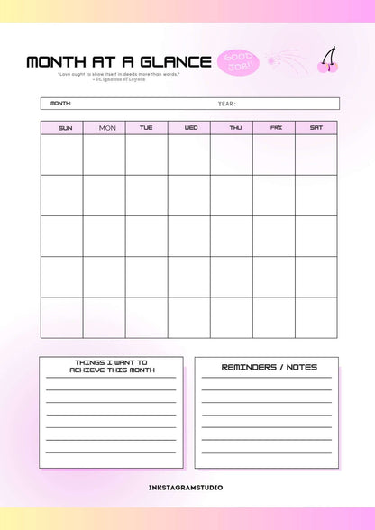 FREE Monthly Planner: Plan Your Month, Your Way PlannersInkstagram studioFREE Monthly Planner: Plan Your Month, Your WayDigital monthly planner template featuring a month - at - a - glance layout with sections for goals and notes.Planners