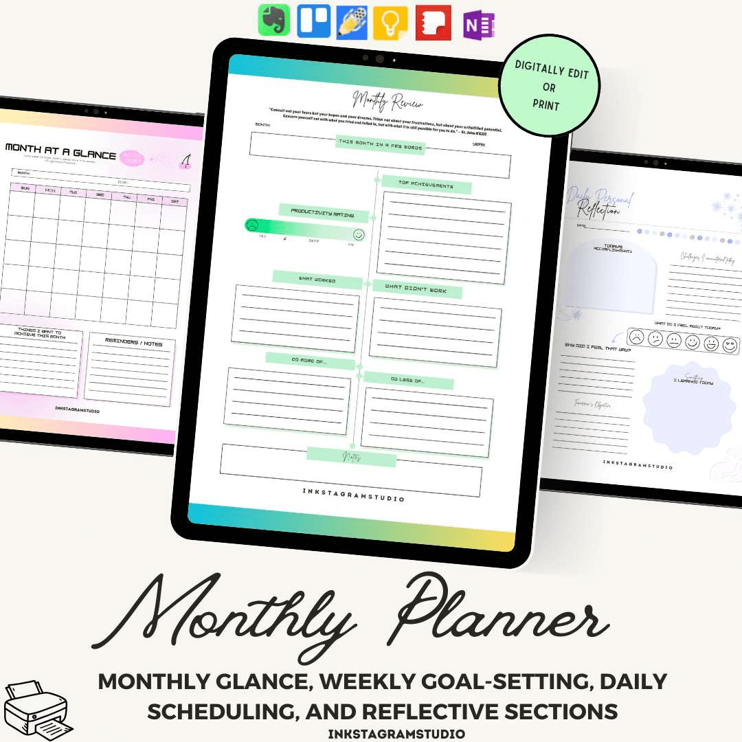 FREE Monthly Planner: Plan Your Month, Your Way PlannersInkstagram studioFREE Monthly Planner: Plan Your Month, Your WayDigital Monthly Planner with goal - setting, daily scheduling, and reflective sections for organized living.Planners