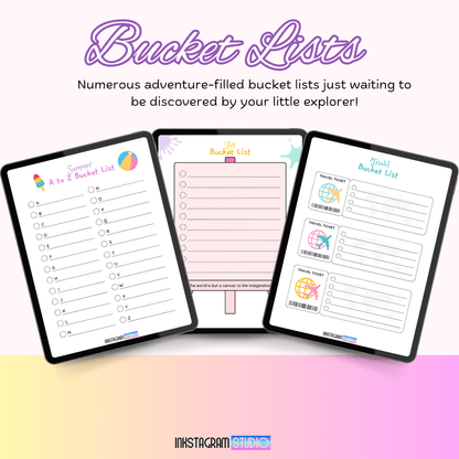 Kids Digital Planner | Boys & Girls Versions | Fun, Organized & Engaging Kids plannerInkstagram studioKids Digital Planner | Boys & Girls Versions | Fun, Organized & EngagingKids digital planner pages with colorful bucket list themes for summer, fall, and travel.Kids planner