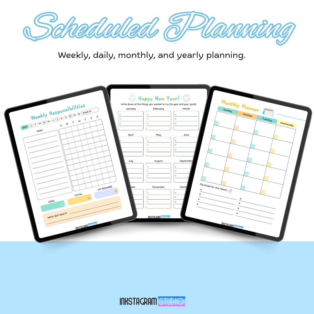 Kids Digital Planner | Boys & Girls Versions | Fun, Organized & Engaging Kids plannerInkstagram studioKids Digital Planner | Boys & Girls Versions | Fun, Organized & EngagingKids Digital Planner with weekly and monthly scheduling pages for organization.Kids planner