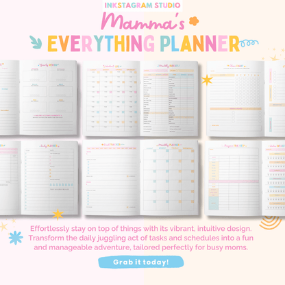 Momma's Everything Planner: The Cutest Organizer for Busy Moms all in one PlanInkstagram studioMomma's Everything Planner: The Cutest Organizer for Busy MomsMomma's Everything Planner for busy moms with vibrant pages and intuitive design.all in one Plan