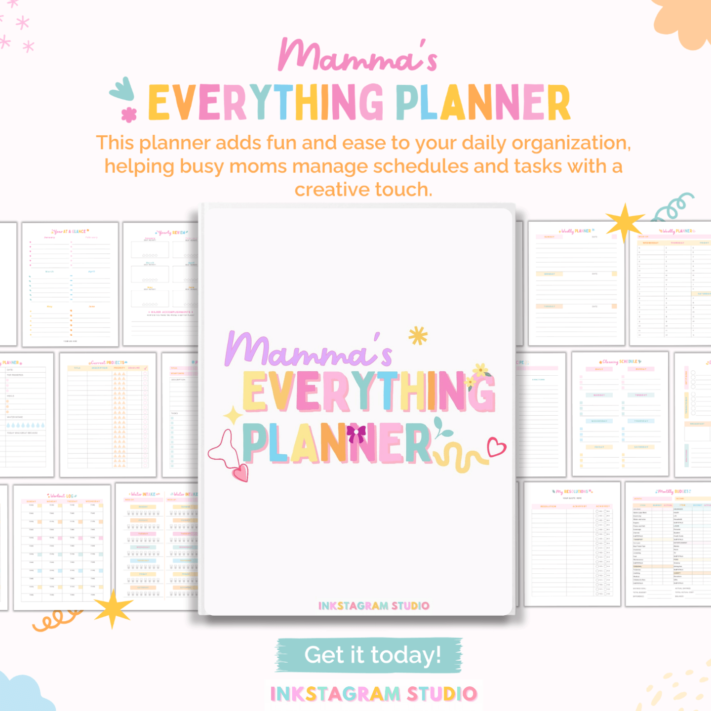 Momma's Everything Planner: The Cutest Organizer for Busy Moms all in one PlanInkstagram studioMomma's Everything Planner: The Cutest Organizer for Busy MomsMomma's Everything Planner for busy moms with colorful pages and organizational tools.all in one Plan