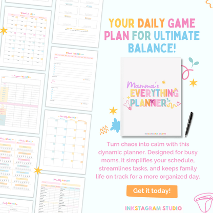 Momma's Everything Planner: The Cutest Organizer for Busy Moms all in one PlanInkstagram studioMomma's Everything Planner: The Cutest Organizer for Busy MomsMomma's Everything Planner for busy moms with colorful pages and organizational tools.all in one Plan