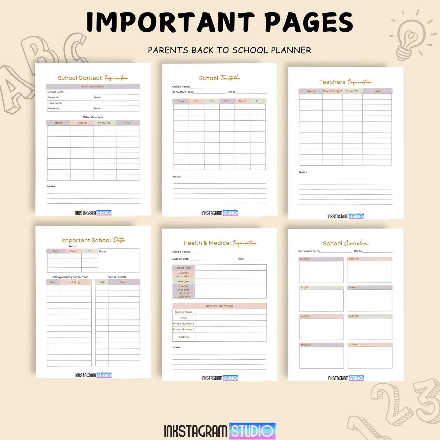 Parents Back to School Planner: Simplify Your Family's Routine Educational plannerInkstagram studioParents Back to School Planner: Simplify Your Family's RoutineParents Back to School Planner with important pages for school details and organization.Educational planner