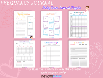 Pregnancy Journal: Your Comprehensive Guide to Motherhood Pregnancy JournalInkstagram studioPregnancy Journal: Your Comprehensive Guide to MotherhoodPregnancy Journal pages showcasing baby care and progress tracking.Pregnancy Journal